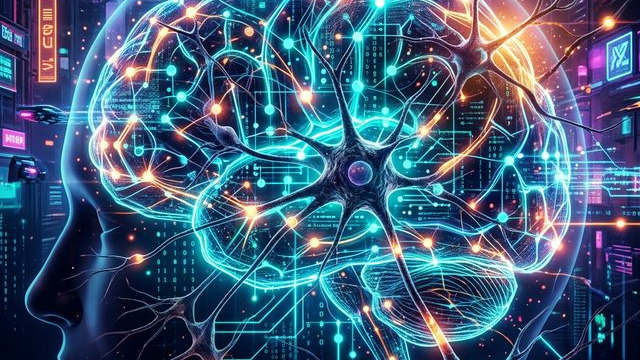 脳とニューラルネットワークの融合イメージ